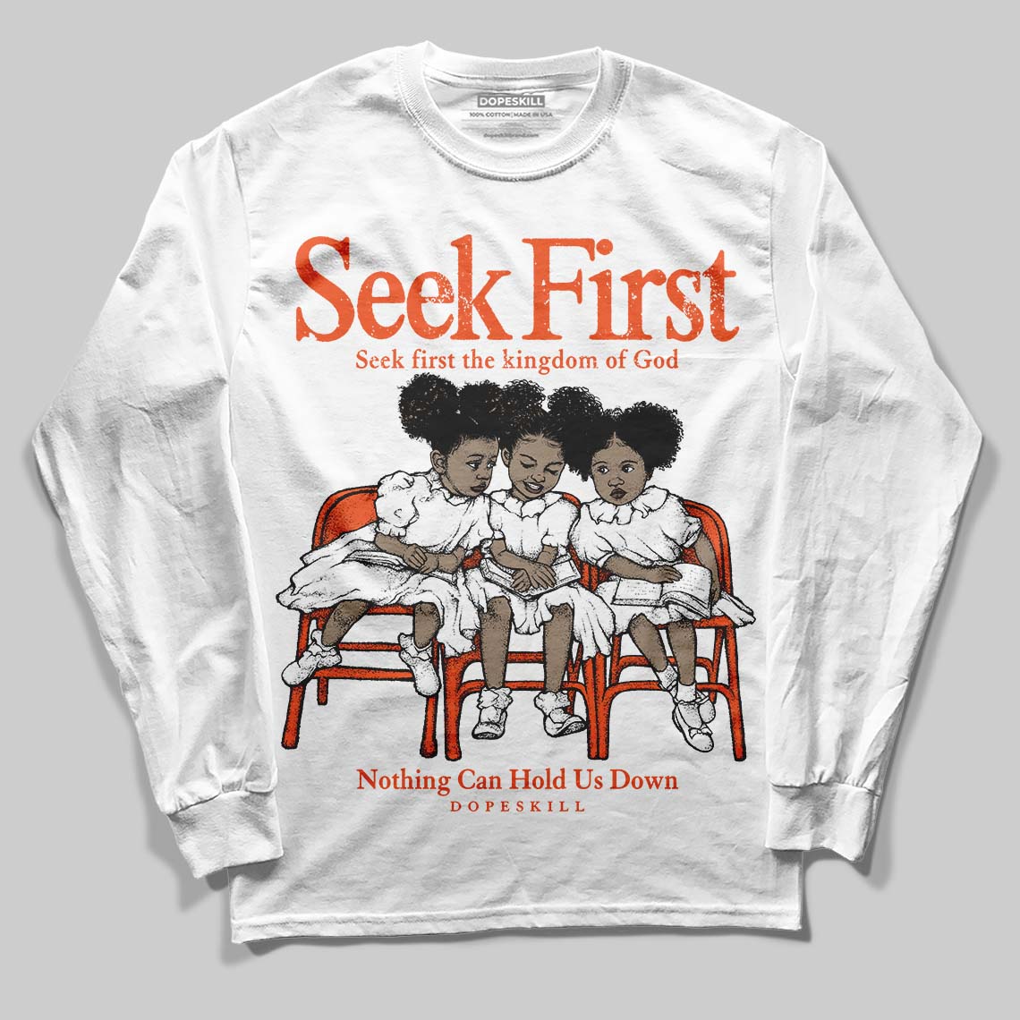 Orange Milk DopeSkill Long Sleeve T-Shirt New Seek First Graphic