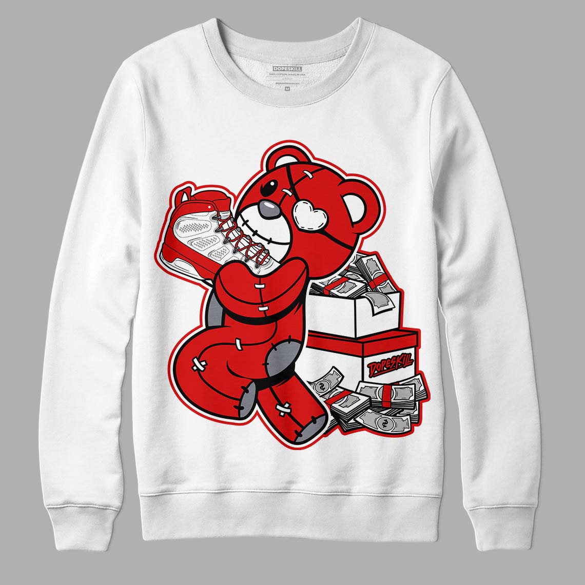 Gym Red 9s DopeSkill Sweatshirt Bear Steals Sneaker Graphic