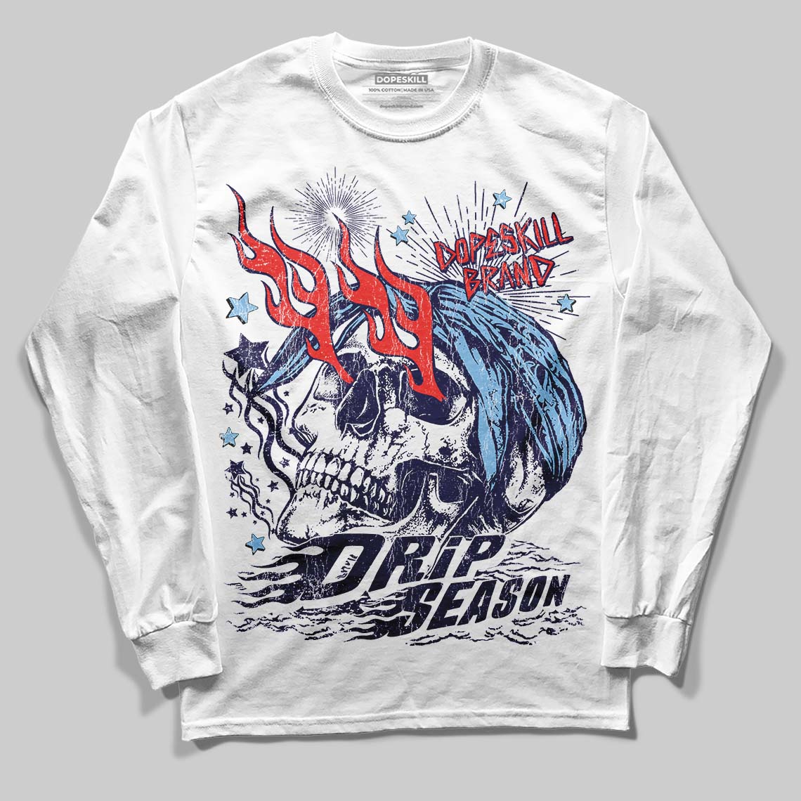 University Blue Collection DopeSkill Long Sleeve T-Shirt Drip Season Graphic