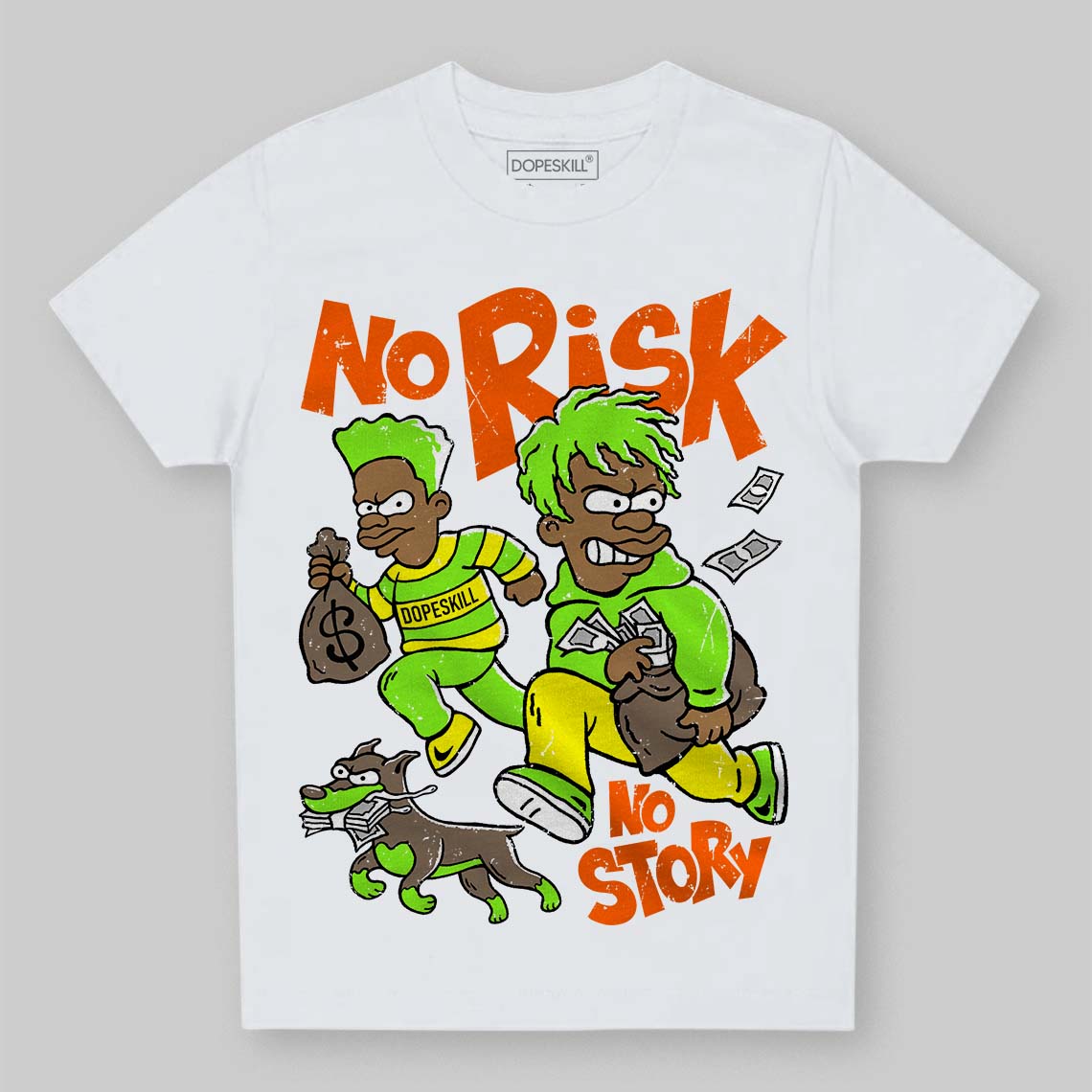 Neon Green Collection DopeSkill Toddler Kids T-shirt No Risk No Story Graphic