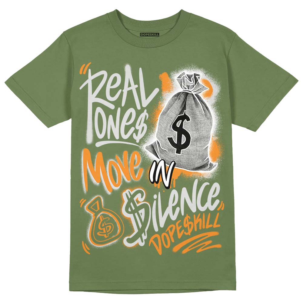 Olive 5s DopeSkill Olive T-shirt Real Ones Move In Silence Graphic