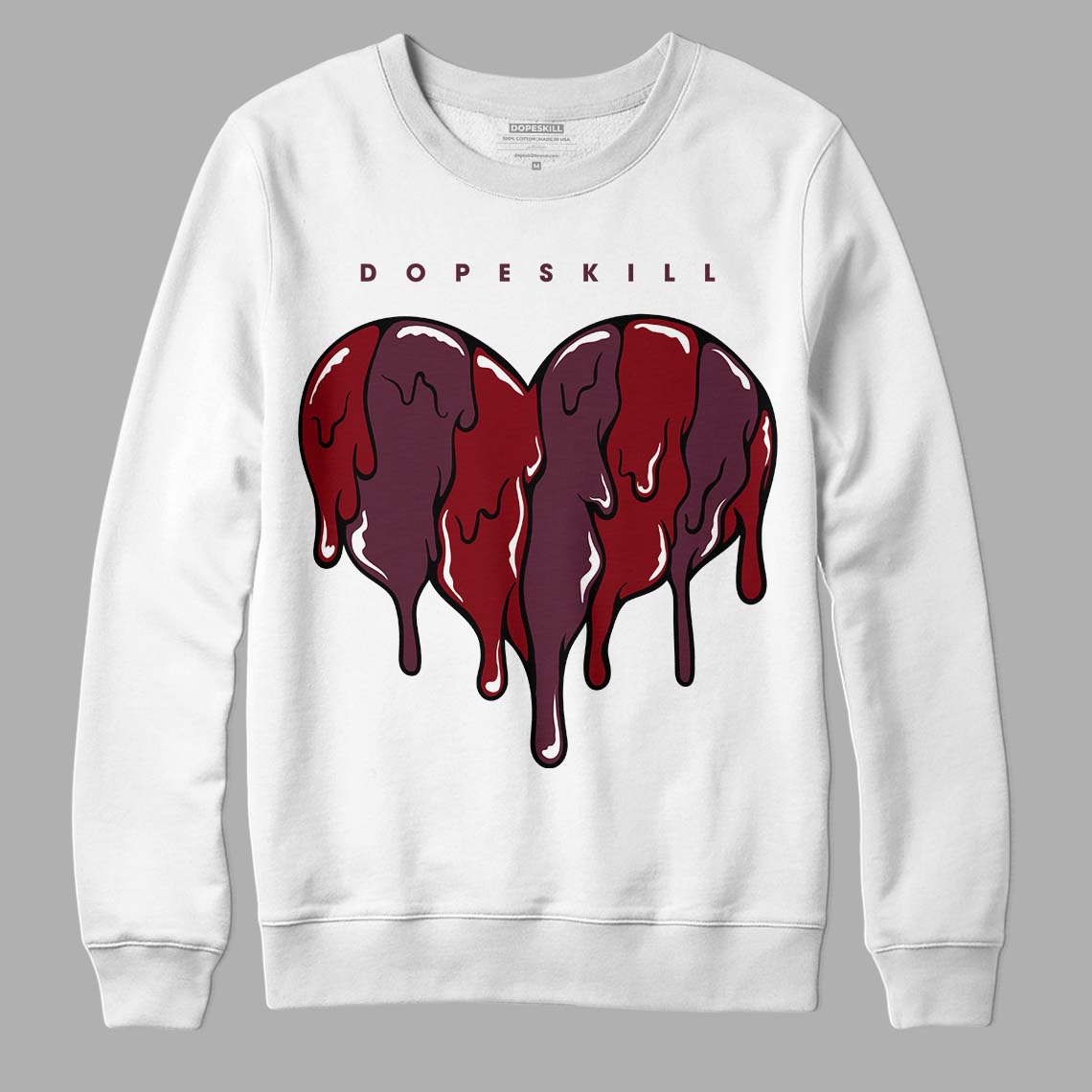 Burgundy 5s DopeSkill Sweatshirt Slime Drip Heart Graphic