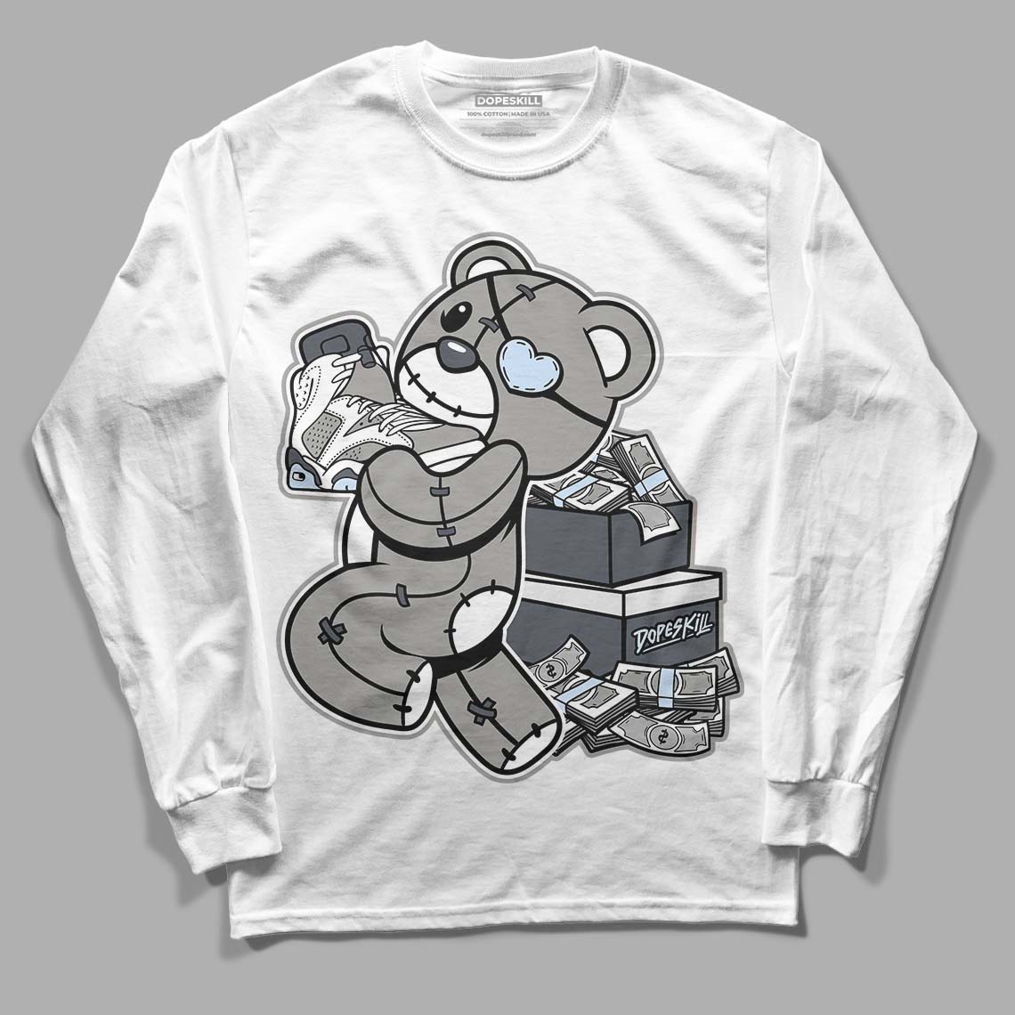 Cool Grey 6s DopeSkill Long Sleeve T-Shirt Bear Steals Sneaker Graphic