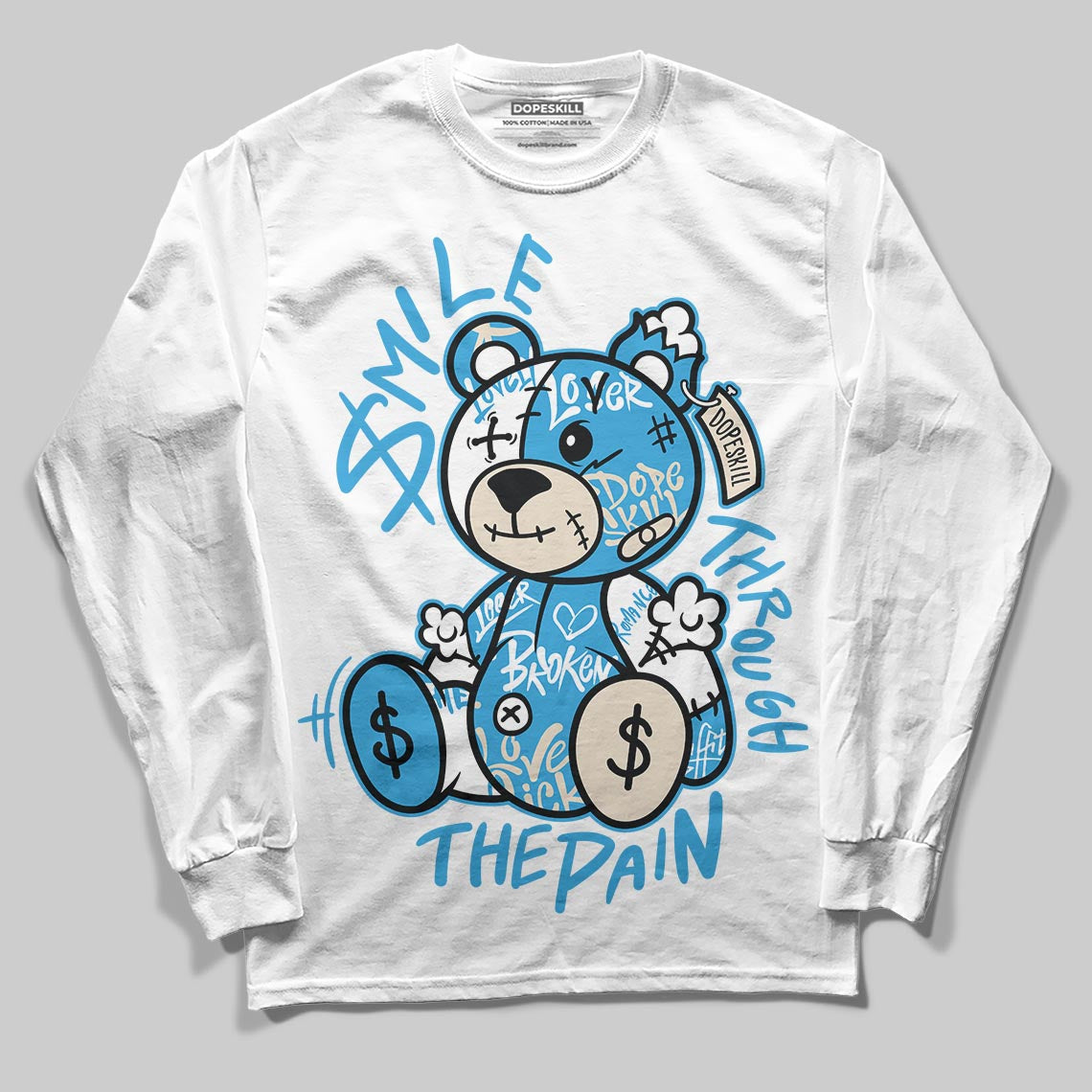 UNC Reimagined 1s DopeSkill Long Sleeve T-Shirt Smile Through The Pain Graphic