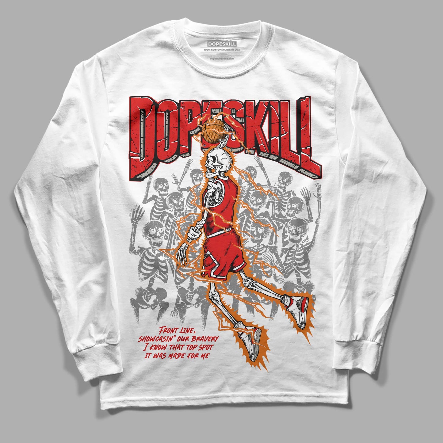 Fire Red 3s DopeSkill Long Sleeve T-Shirt Thunder Dunk Graphic