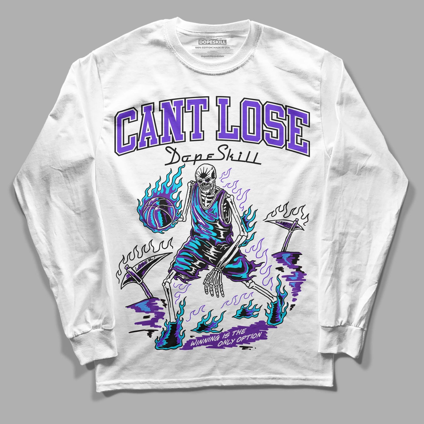 Aqua 6s DopeSkill Long Sleeve T-Shirt Cant Lose Graphic