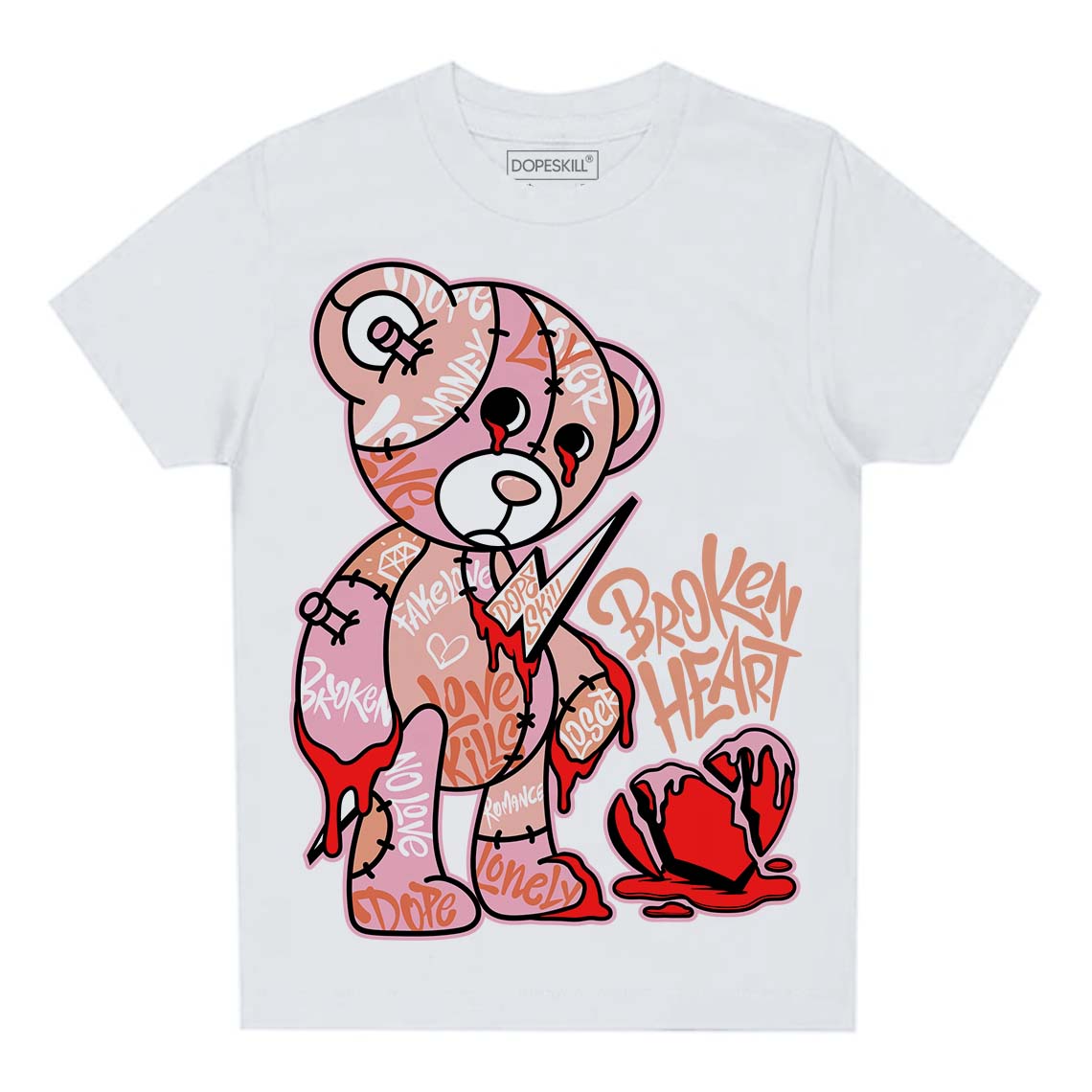 Legend Pink 11s DopeSkill Toddler Kids T-shirt Broken Heart Graphic