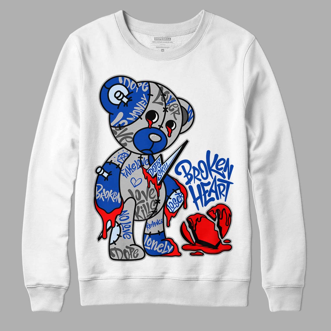 AJ 5 Racer Blue DopeSkill Sweatshirt Broken Heart Graphic