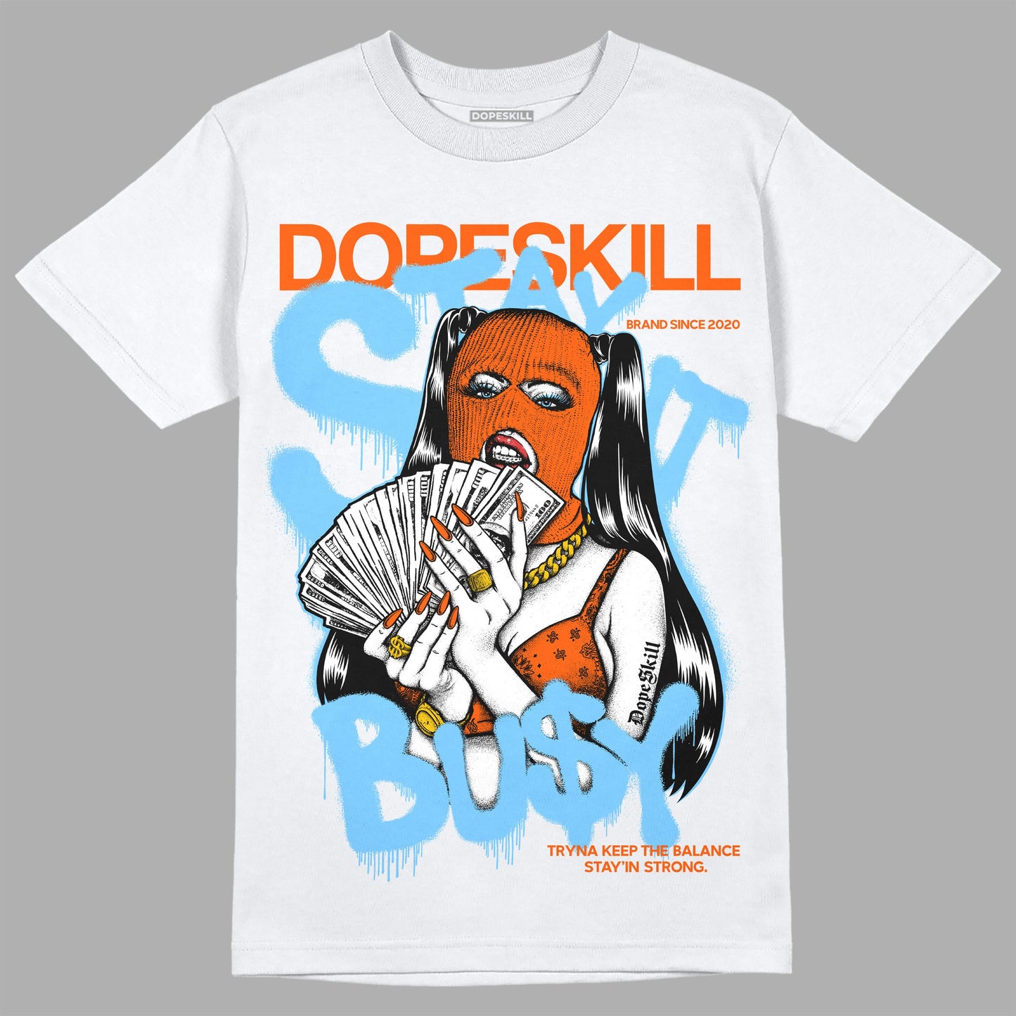 Dunk Low Futura University Blue DopeSkill T-Shirt Stay It Busy Graphic