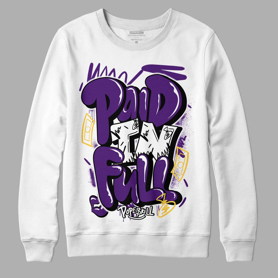 Field Purple 12s DopeSkill Sweatshirt New Paid In Full Graphic