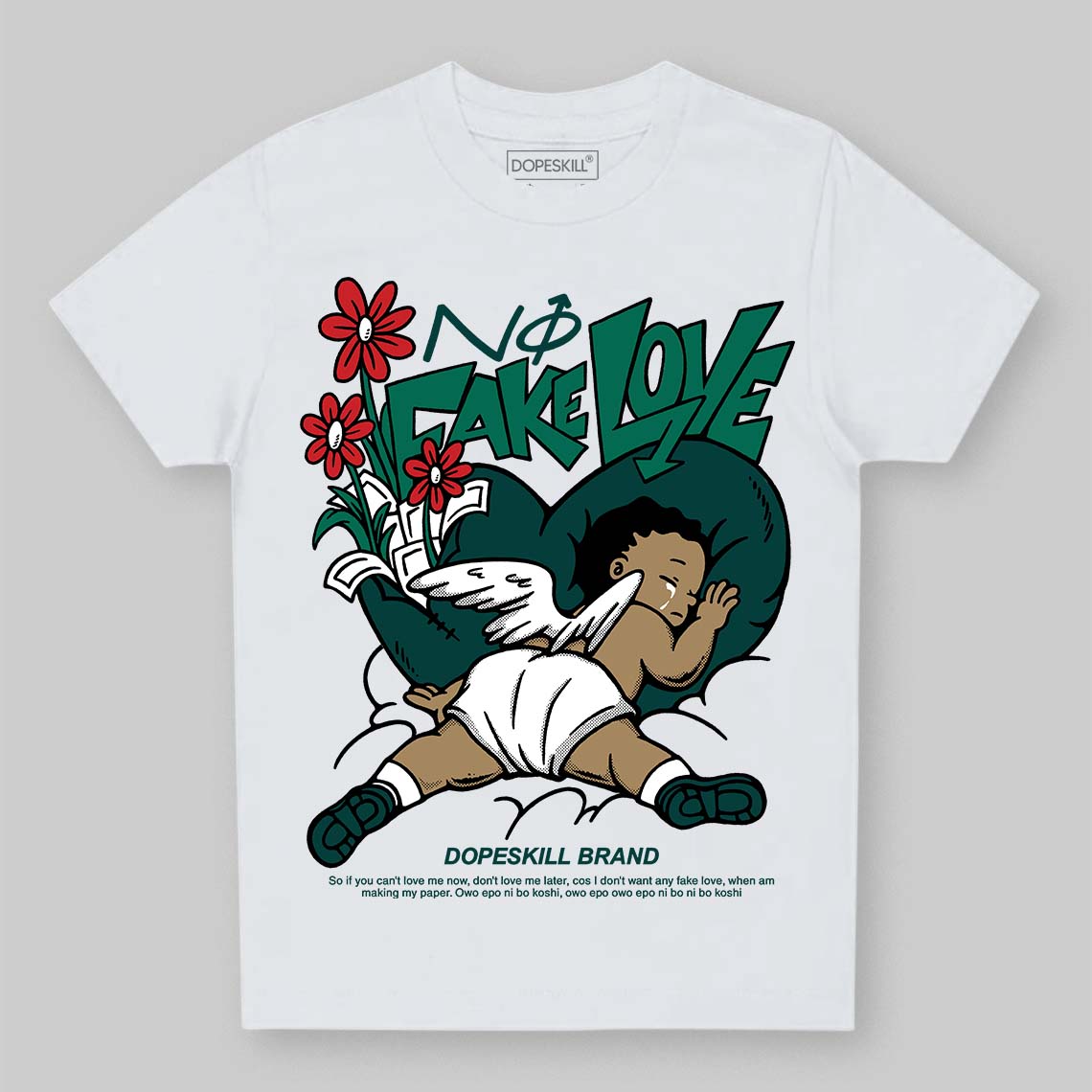 Oxidized Green 4s DopeSkill Toddler Kids T-shirt No Fake Love Graphic