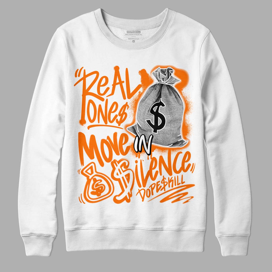 Dunk Low Magma Orange DopeSkill Sweatshirt Real Ones Move In Silence Graphic