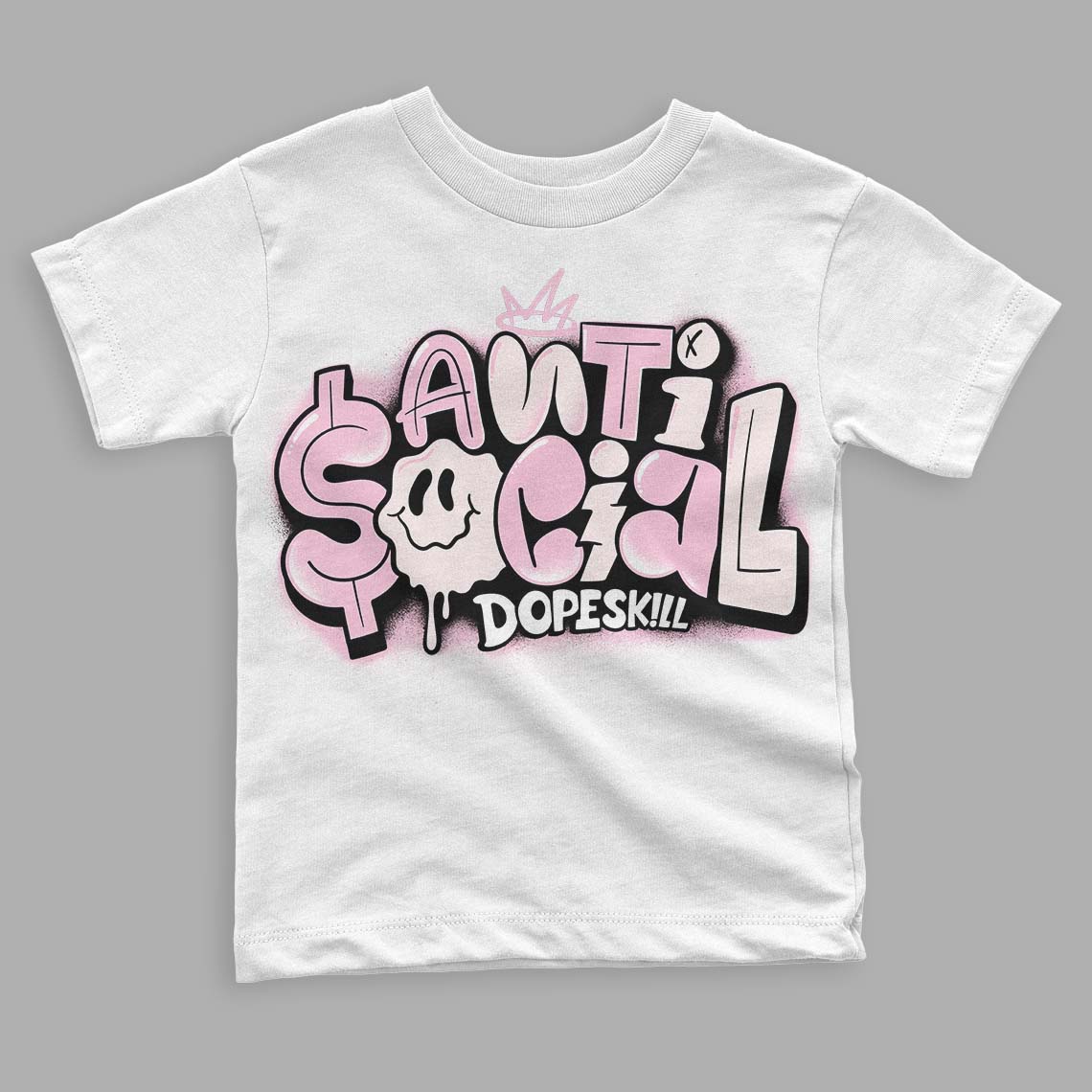 Dunk Low Pink Foam DopeSkill Toddler Kids T-shirt Anti Social Graphic