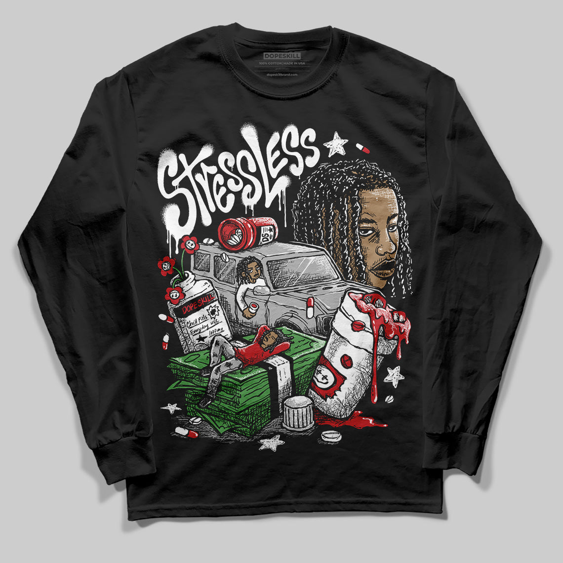 Bred Velvet 11s DopeSkill Long Sleeve T-Shirt Stressless Graphic