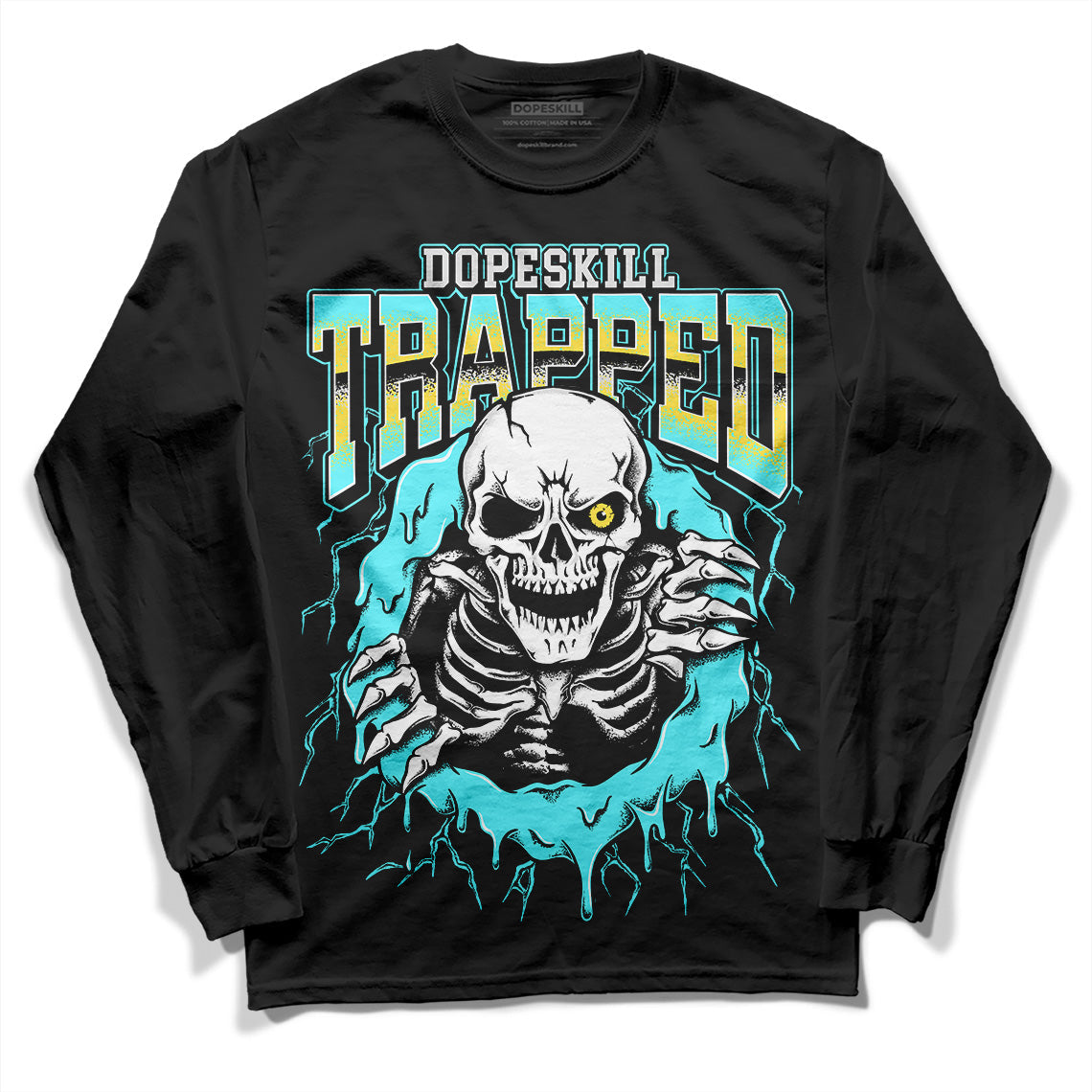 Aqua 5s DopeSkill Long Sleeve T-Shirt Trapped Halloween Graphic