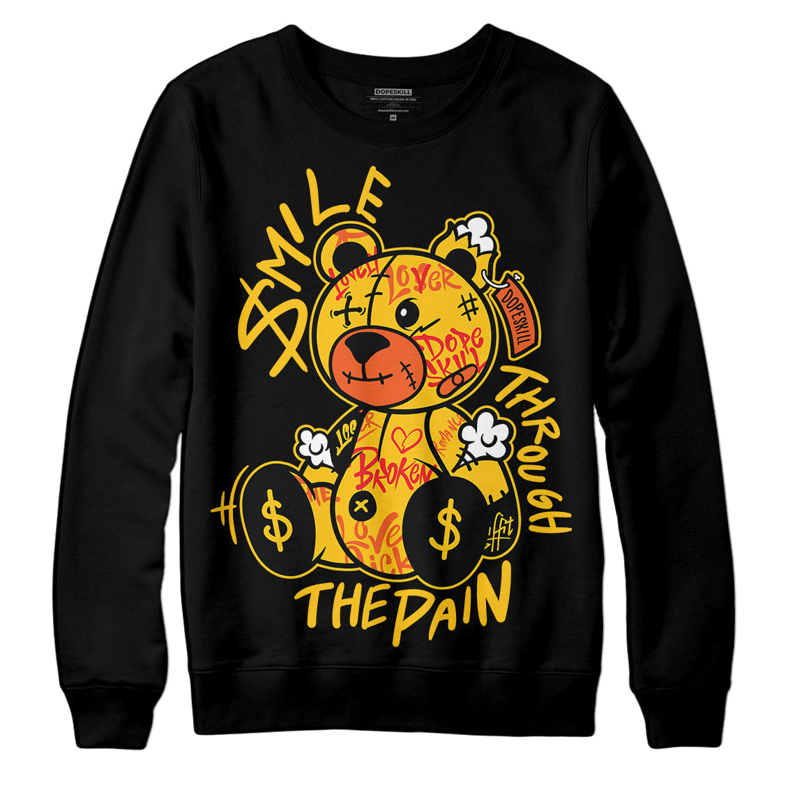Yellow Collection DopeSkill Sweatshirt Smile Through The Pain Graphic