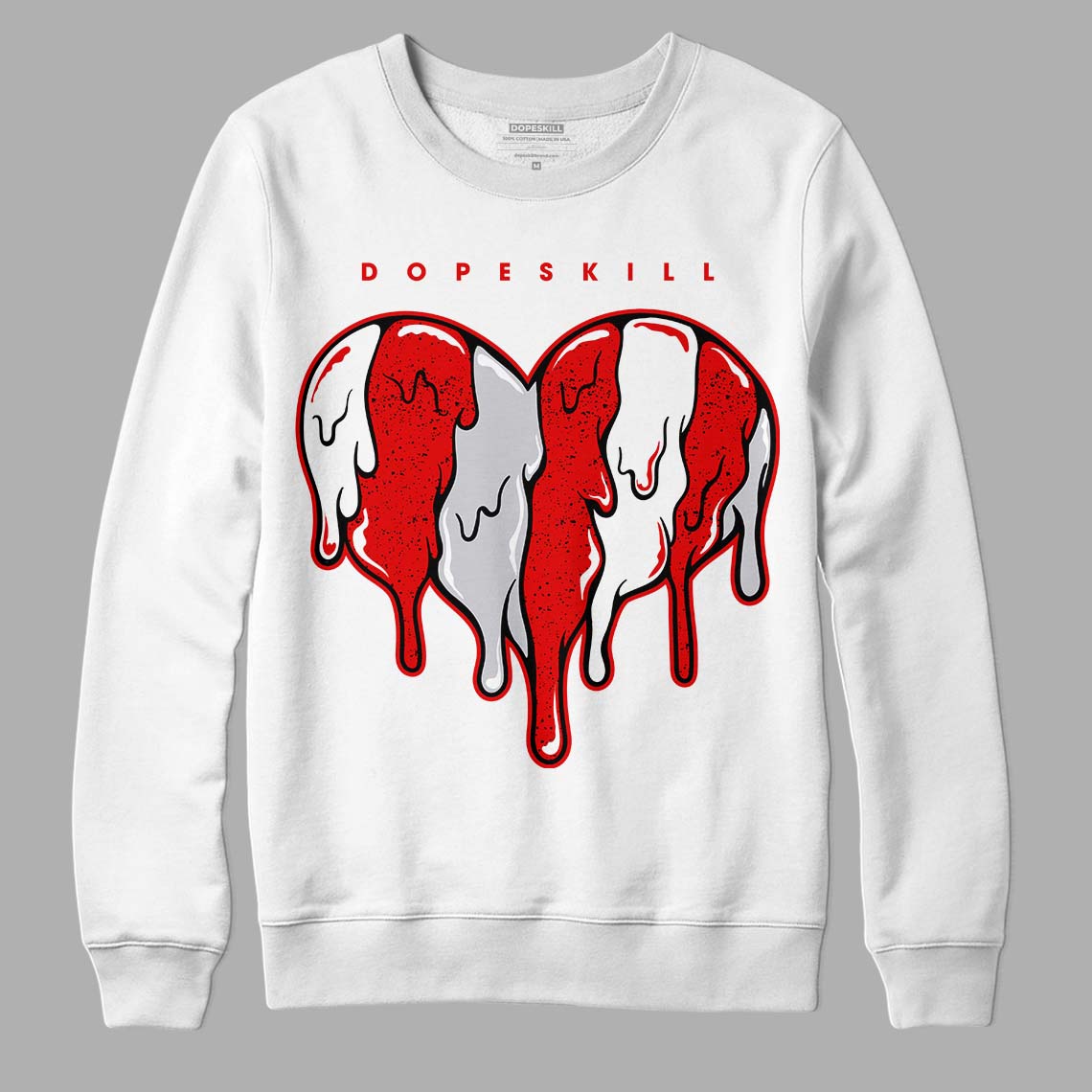 Red Cement 4S DopeSkill Sweatshirt Slime Drip Heart Graphic