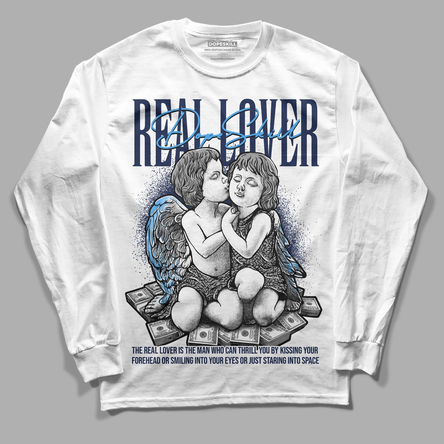Midnight Navy 3s DopeSkill Long Sleeve T-Shirt Real Lover Graphic