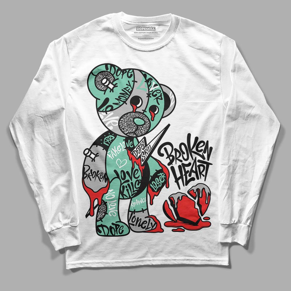 Green Glow 3s DopeSkill Long Sleeve T-Shirt Broken Heart Graphic