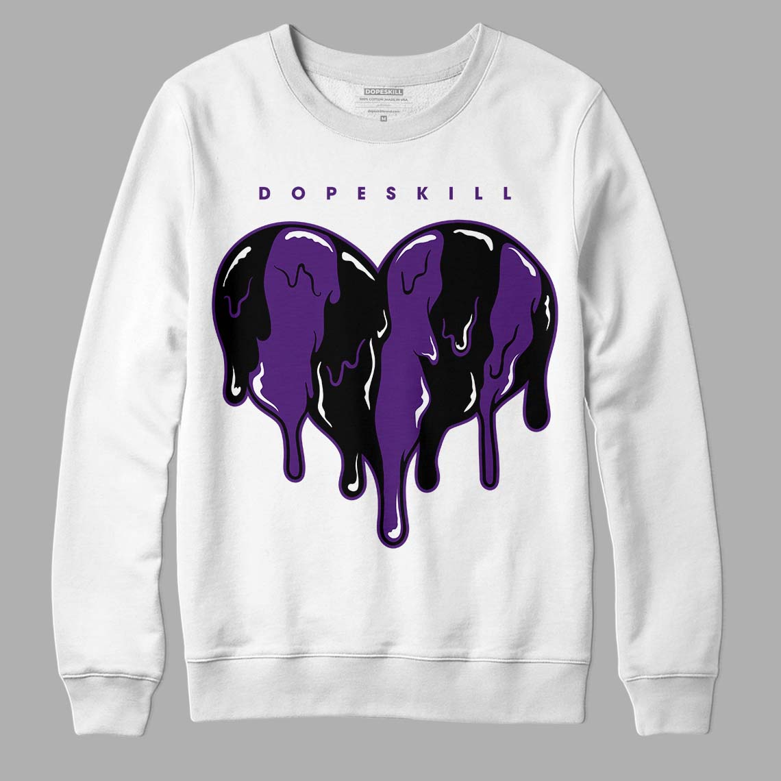Field Purple 12s DopeSkill Sweatshirt Slime Drip Heart Graphic