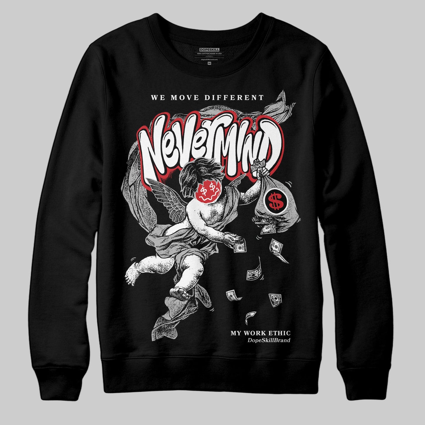 Black Cement 3s DopeSkill Sweatshirt Nevermind Graphic