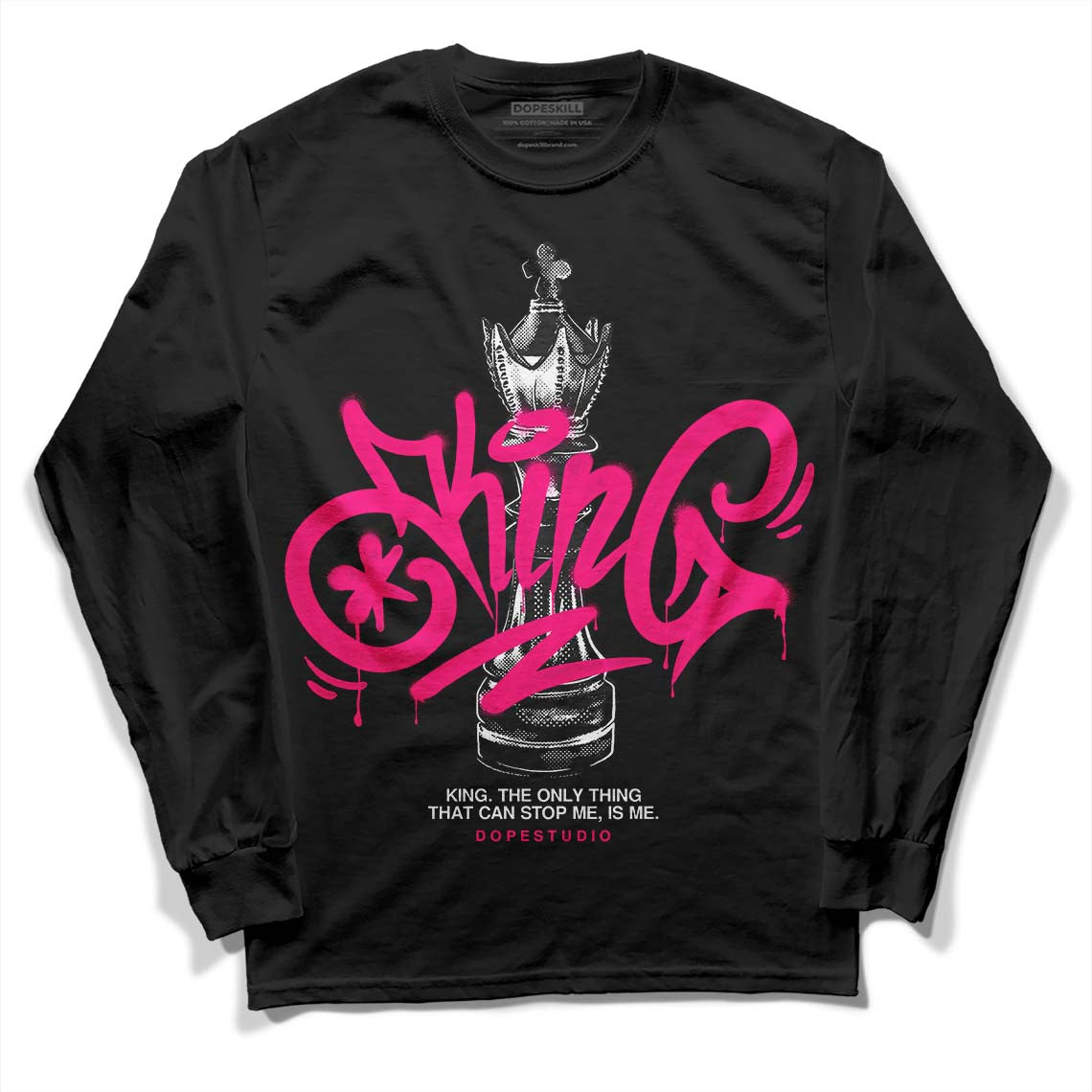 Fierce Pink 1s DopeSkill Long Sleeve T-Shirt King Chess Graphic