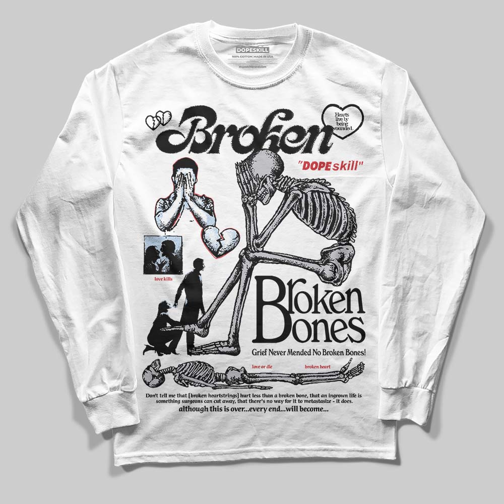 Black Metallic Reimagined 5s DopeSkill Long Sleeve T-Shirt Broken Bones Graphic