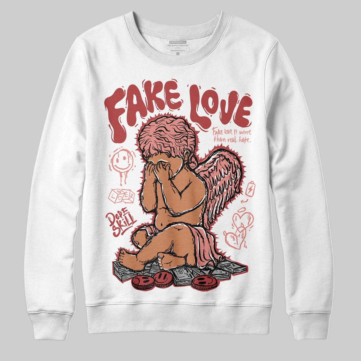 Dune Red 13s DopeSkill Sweatshirt False Love Graphic