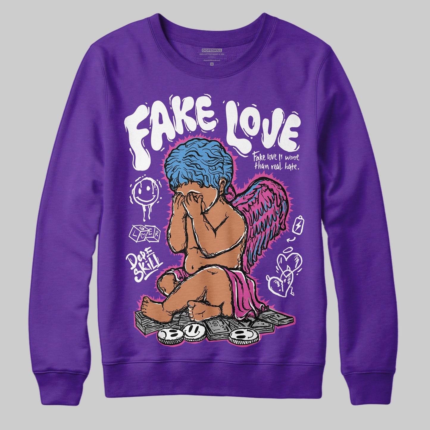 PURPLE Collection DopeSkill Purple Sweatshirt False Love Graphic