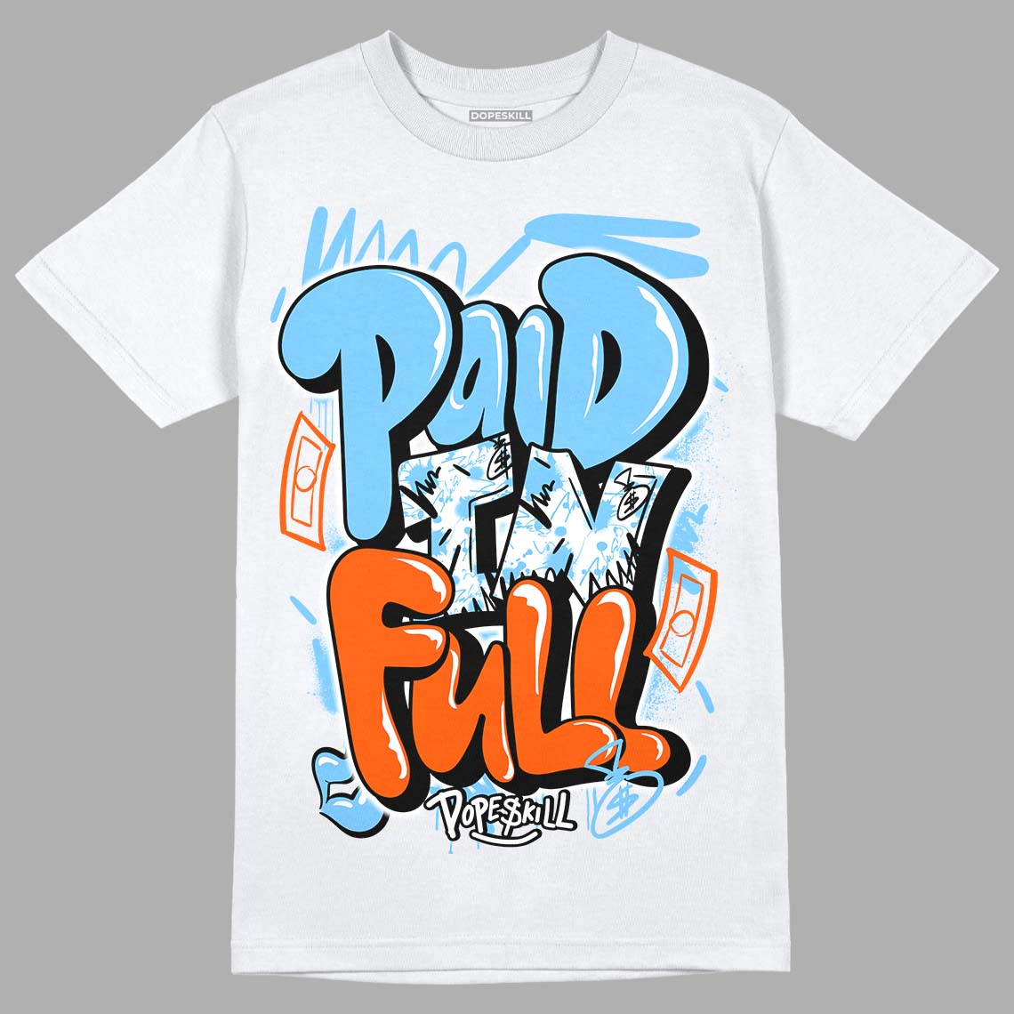 Dunk Low Futura University Blue DopeSkill T-Shirt New Paid In Full Graphic