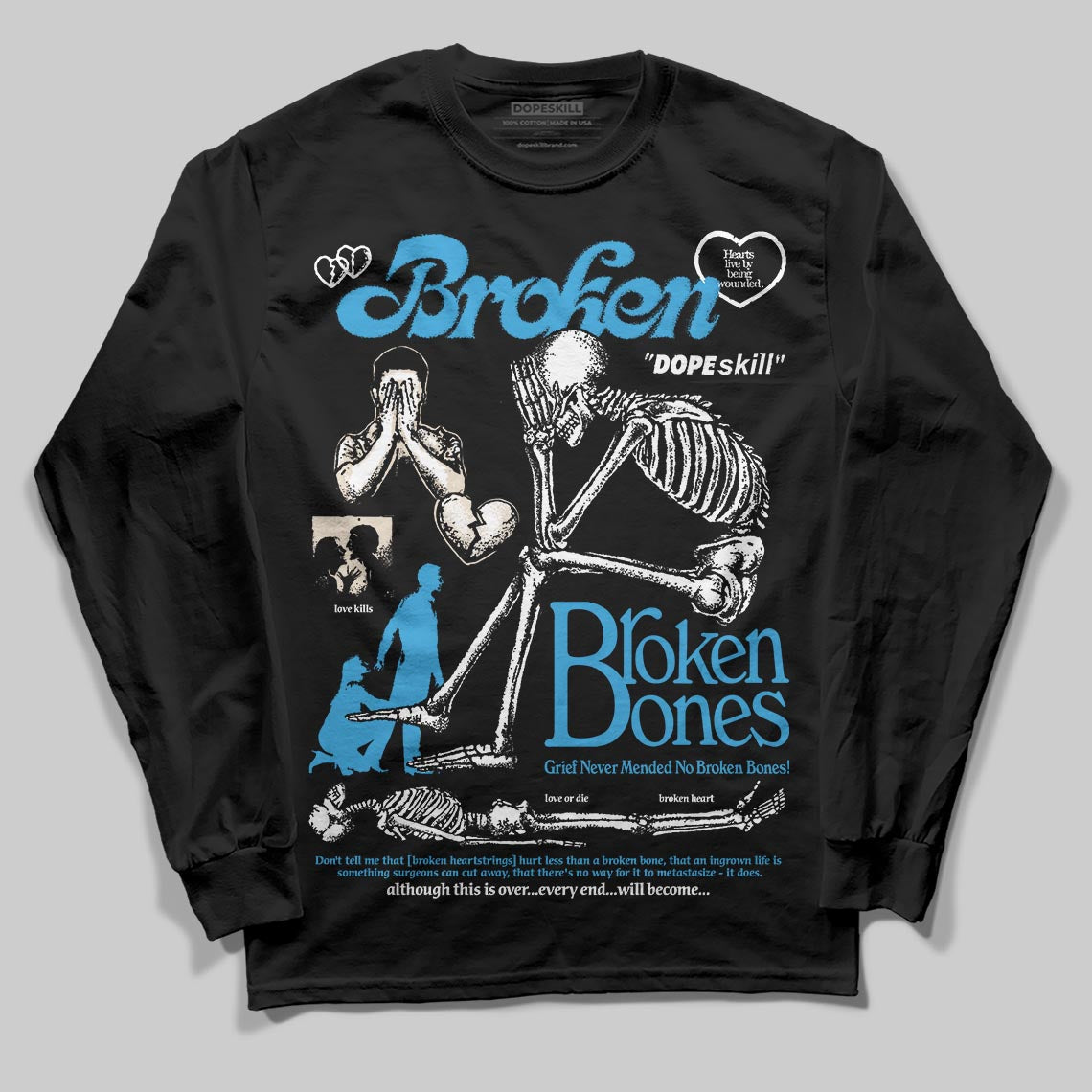 UNC Reimagined 1s DopeSkill Long Sleeve T-Shirt Broken Bones Graphic