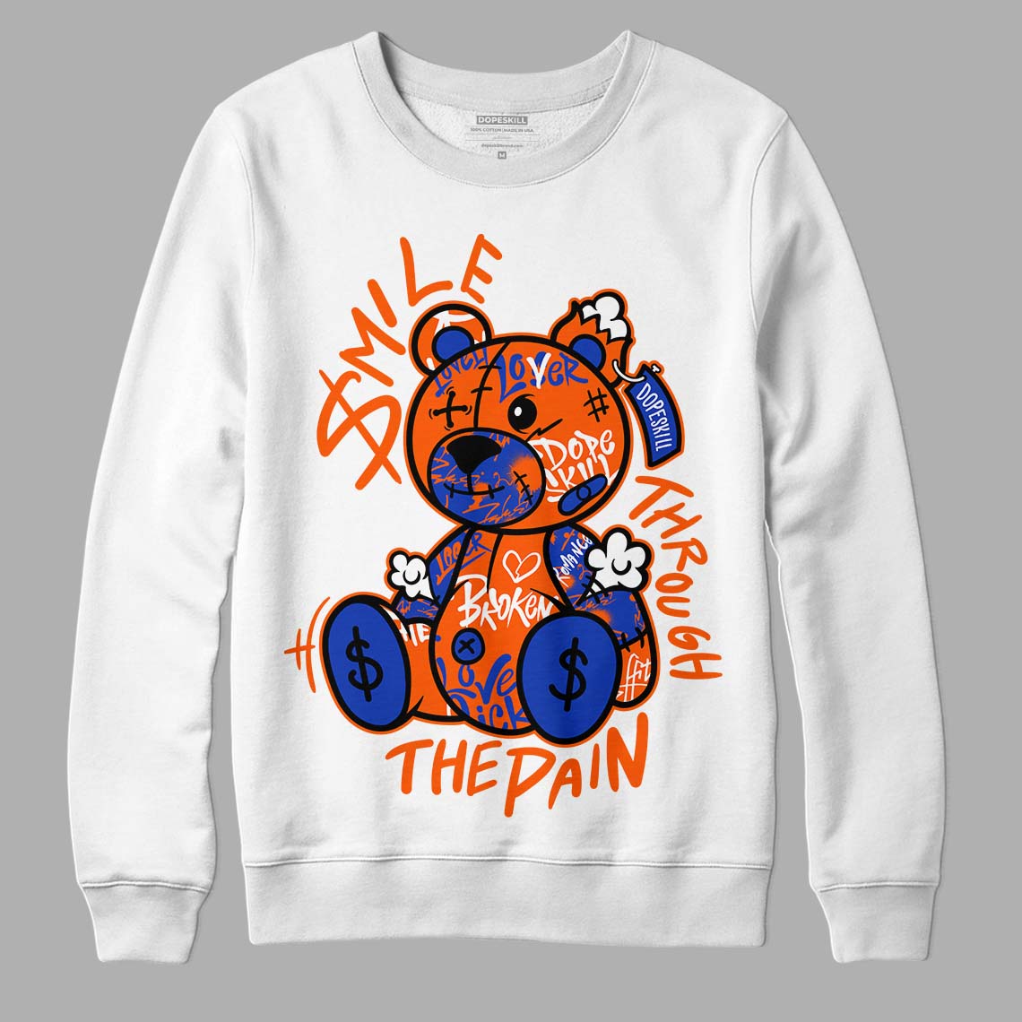 Dunk Low Futura Orange Blaze DopeSkill Sweatshirt Smile Through The Pain Graphic