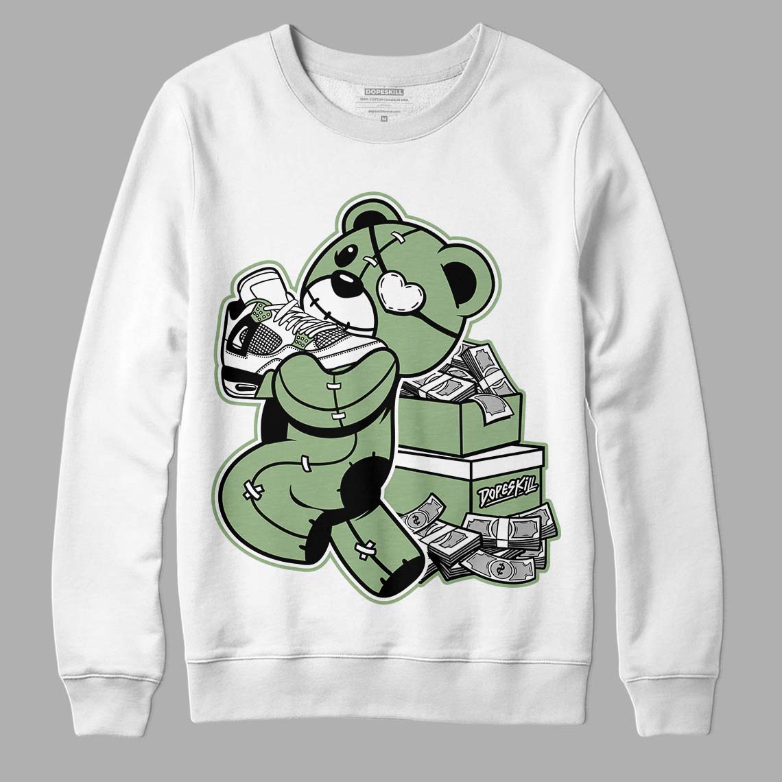 Seafoam 4s DopeSkill Sweatshirt Bear Steals Sneaker Graphic