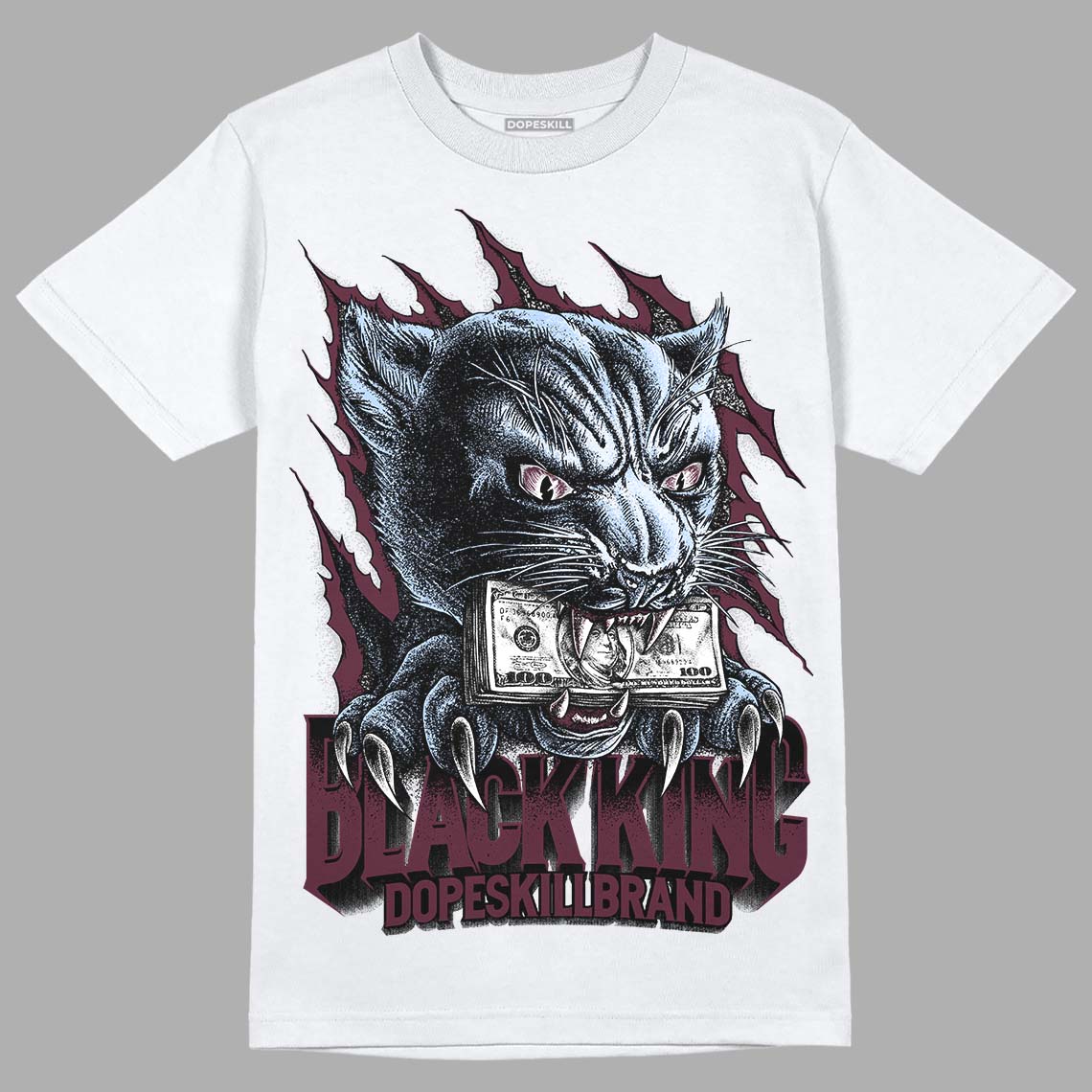 Burgundy 5s DopeSkill T-Shirt Black King Graphic