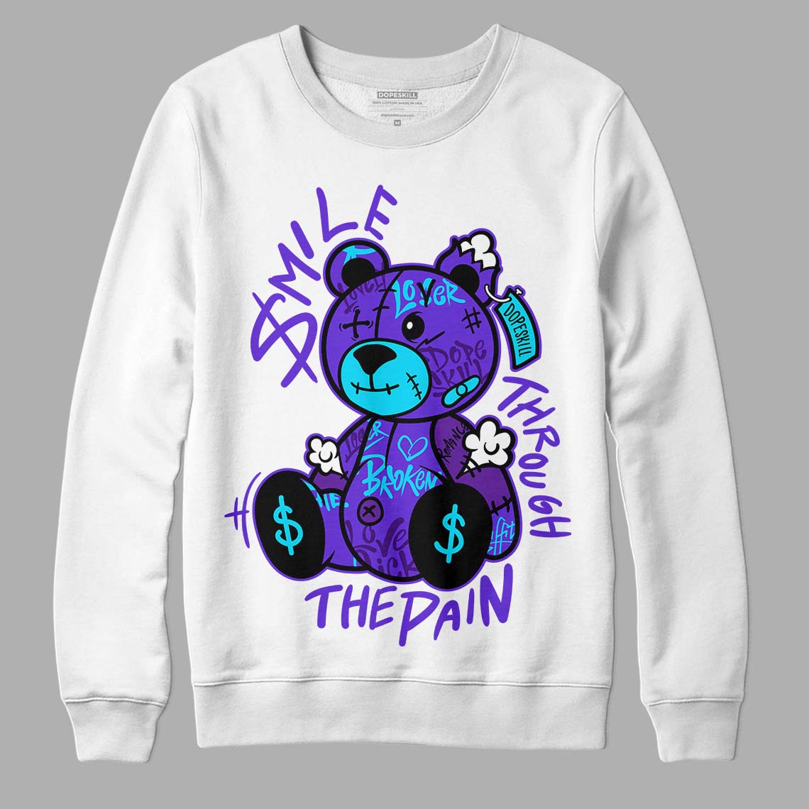 Aqua 6s DopeSkill Sweatshirt Smile Through The Pain Graphic