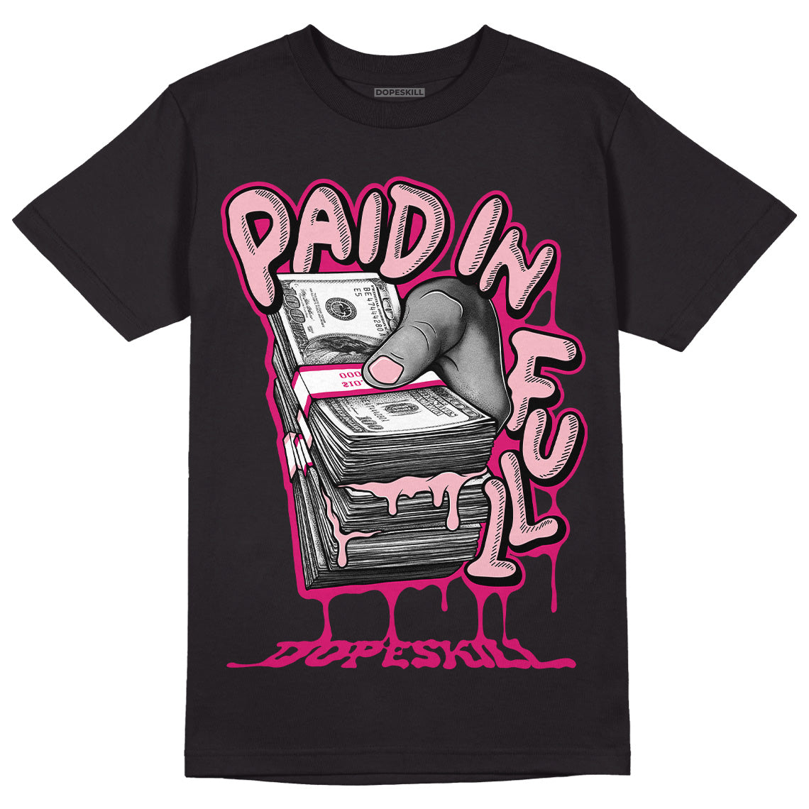 AJ 1 Mid Coral Chalk DopeSkill T-Shirt Paid In Full Graphic