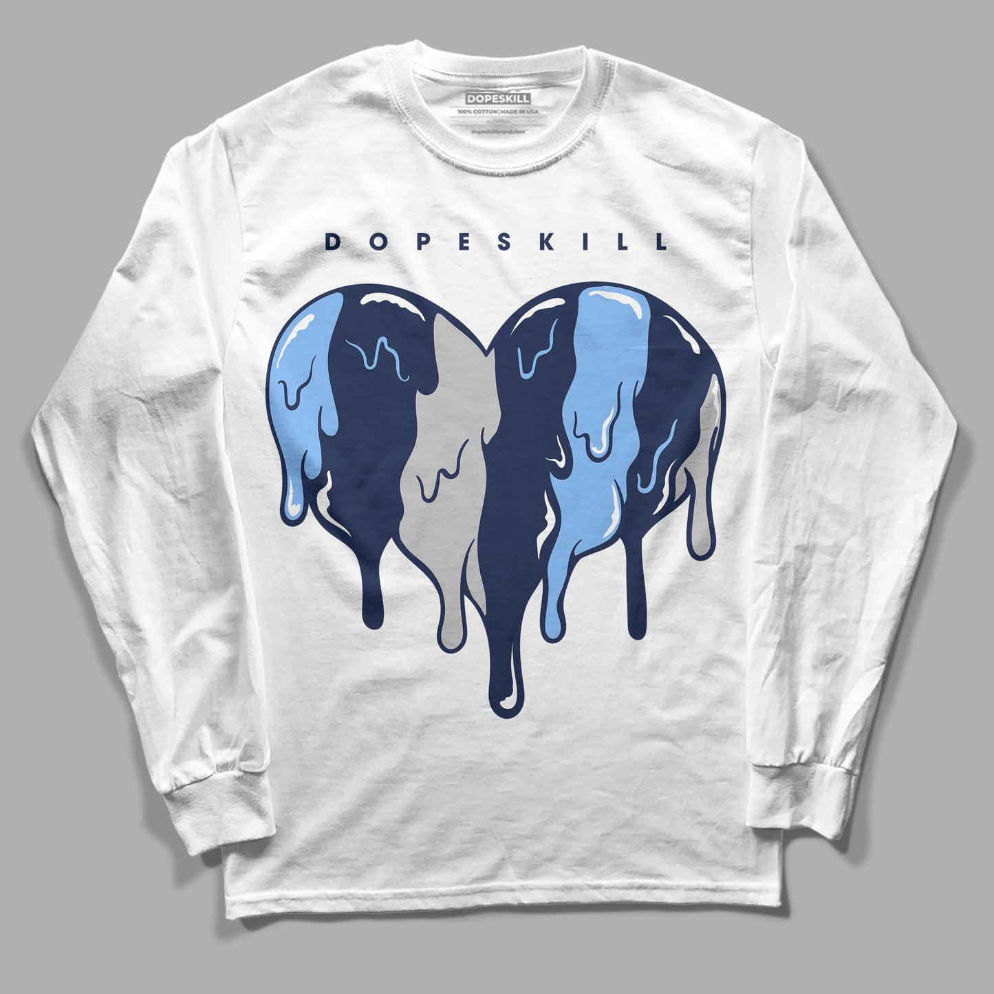 Midnight Navy 5s DopeSkill Long Sleeve T-Shirt Slime Drip Heart Graphic