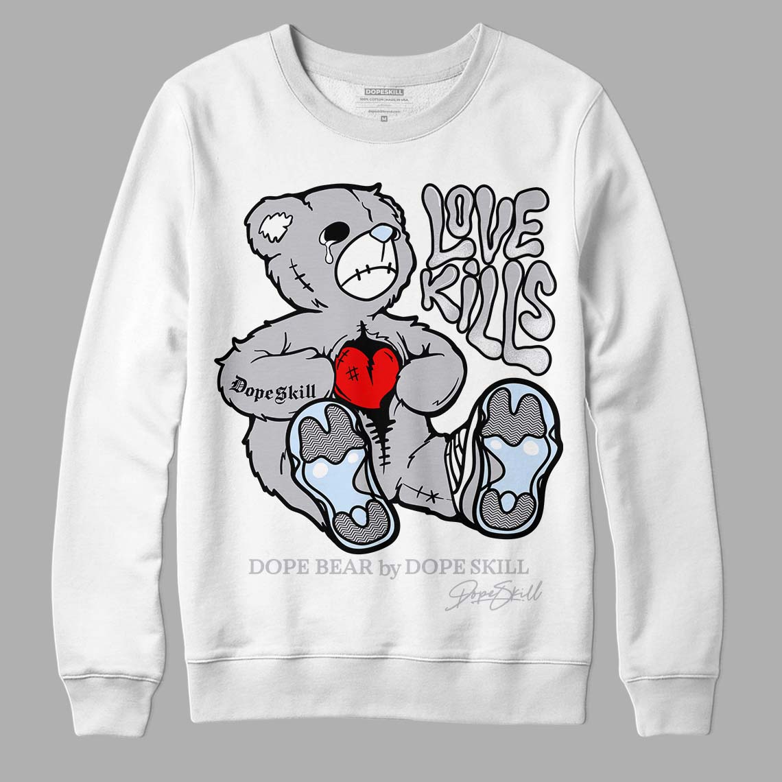 Cement Grey 11s DopeSkill Sweatshirt Love Kills Graphic