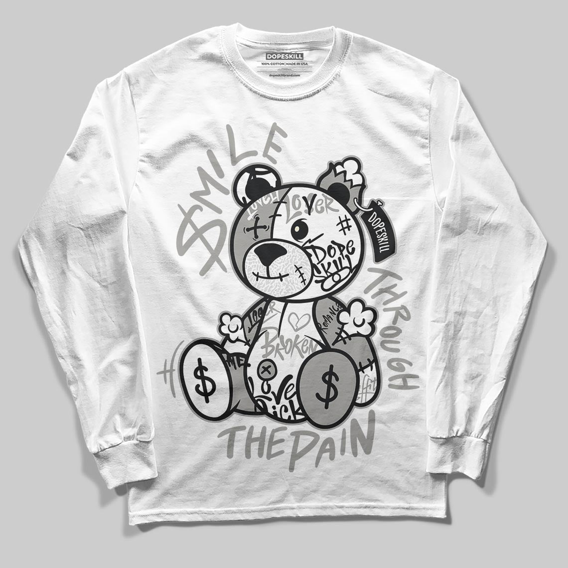 Pure Money 3s DopeSkill Long Sleeve T-Shirt Smile Through The Pain Graphic