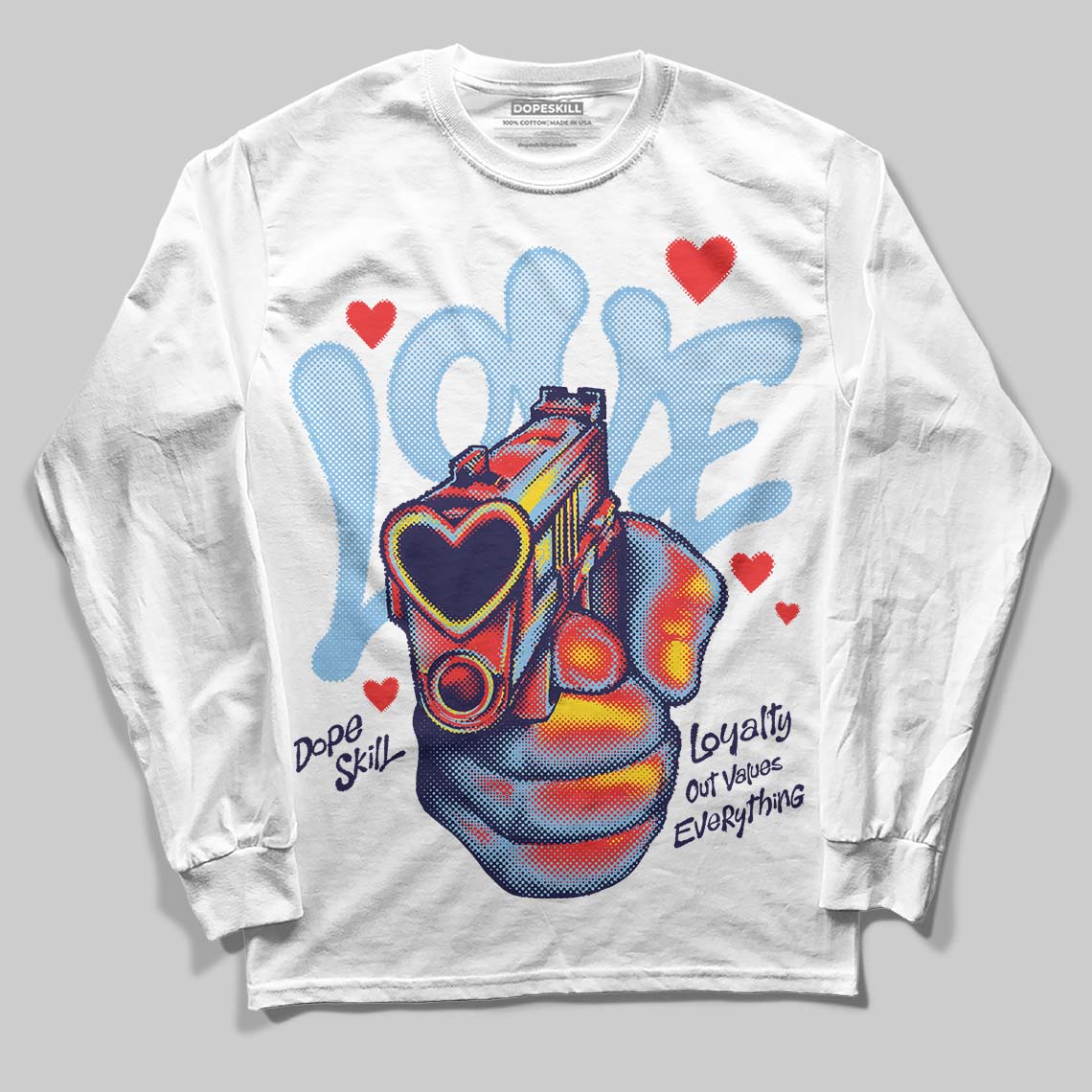 University Blue Collection DopeSkill Long Sleeve T-Shirt Love Shot Graphic