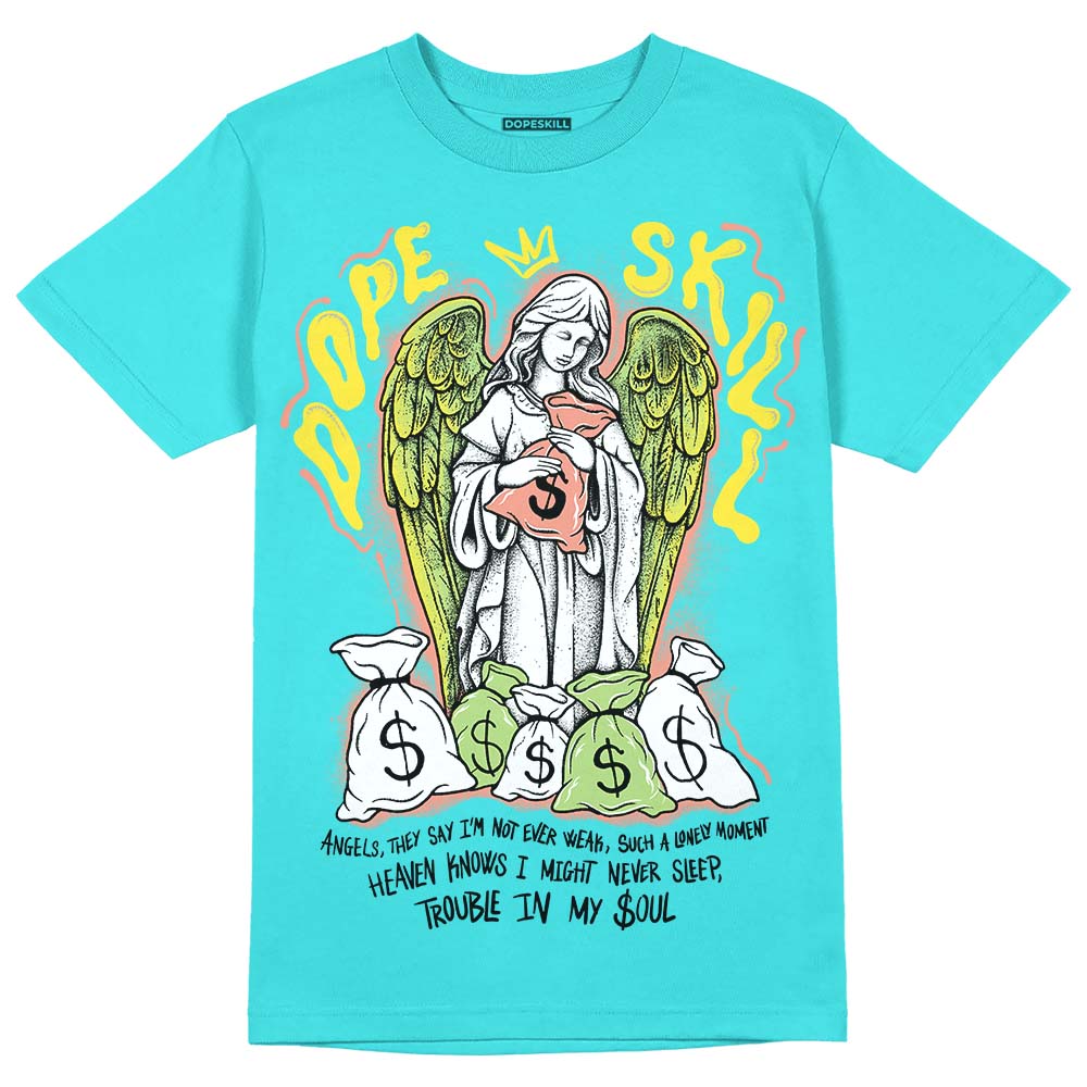 Cyan Burst 9060 DopeSkill Virtual Blue T-Shirt Angels Graphic