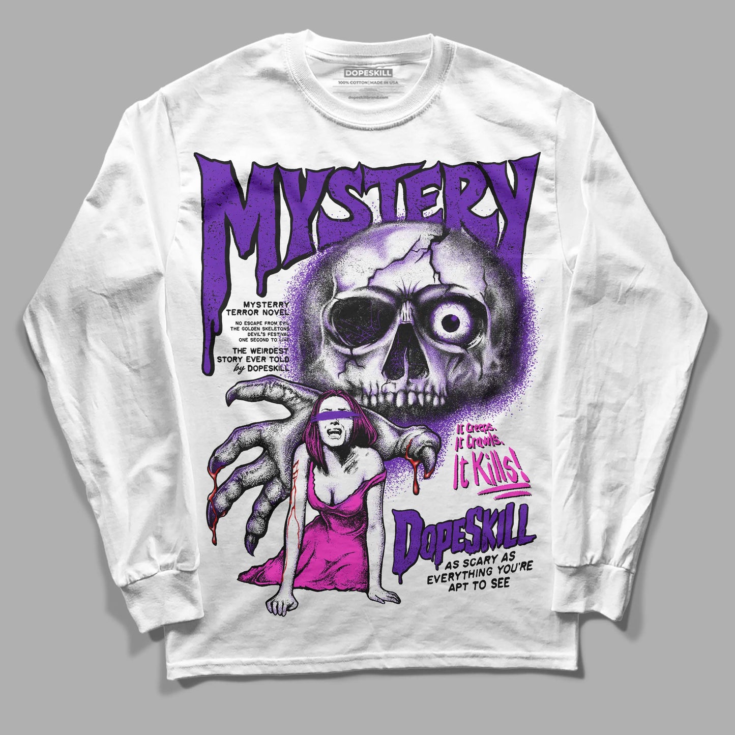 Court Purple 13s DopeSkill Long Sleeve T-Shirt Mystery Ghostly Grasp Graphic