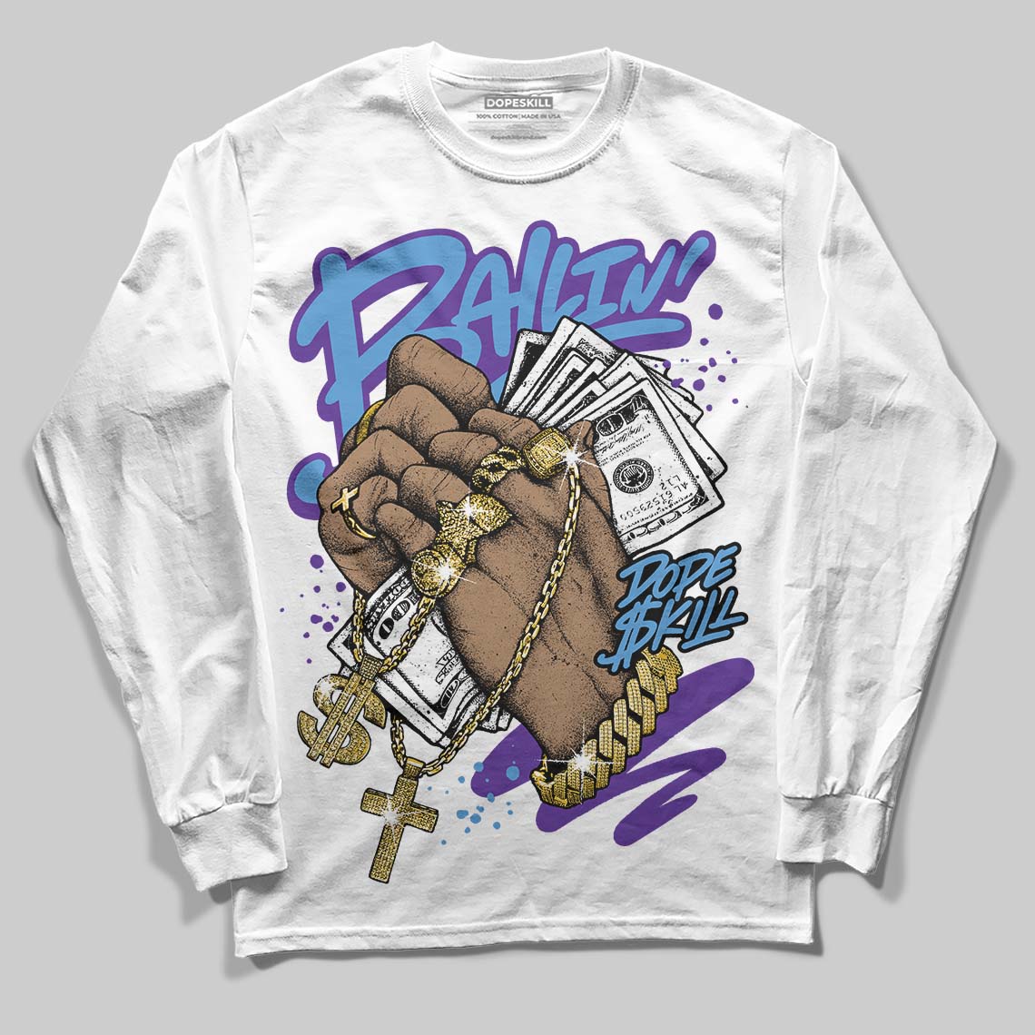 PURPLE Collection DopeSkill Long Sleeve T-Shirt Always Ballin' Graphic
