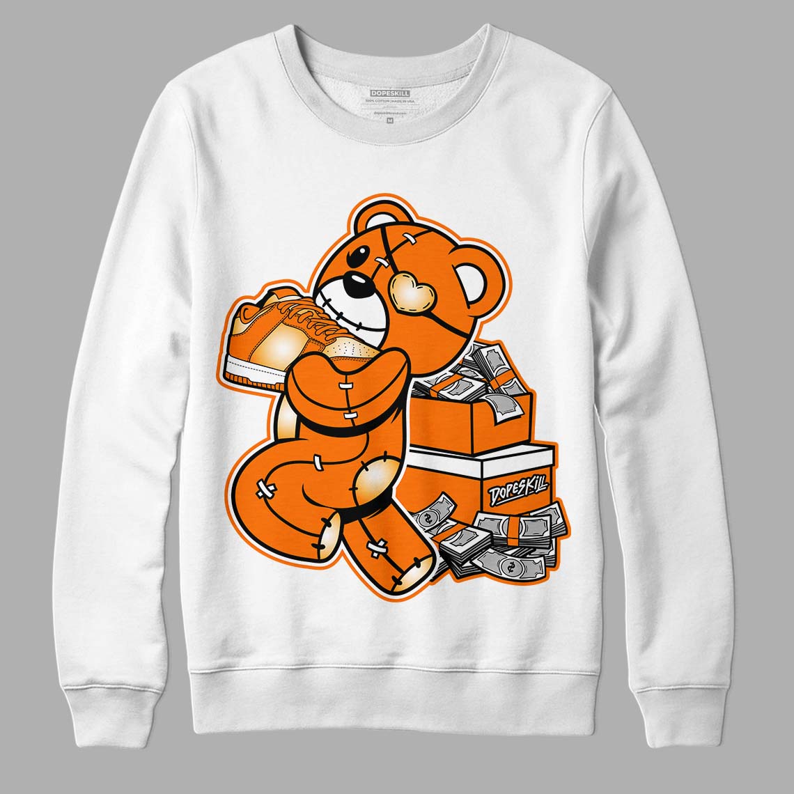 Dunk Low Magma Orange DopeSkill Sweatshirt Bear Steals Sneaker Graphic