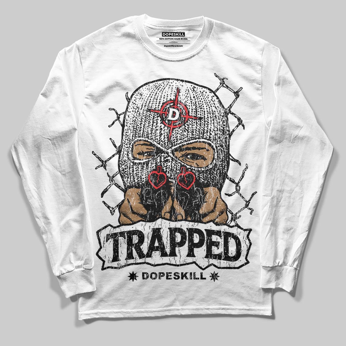 Black and White Collection DopeSkill Long Sleeve T-Shirt New Trapped Graphic