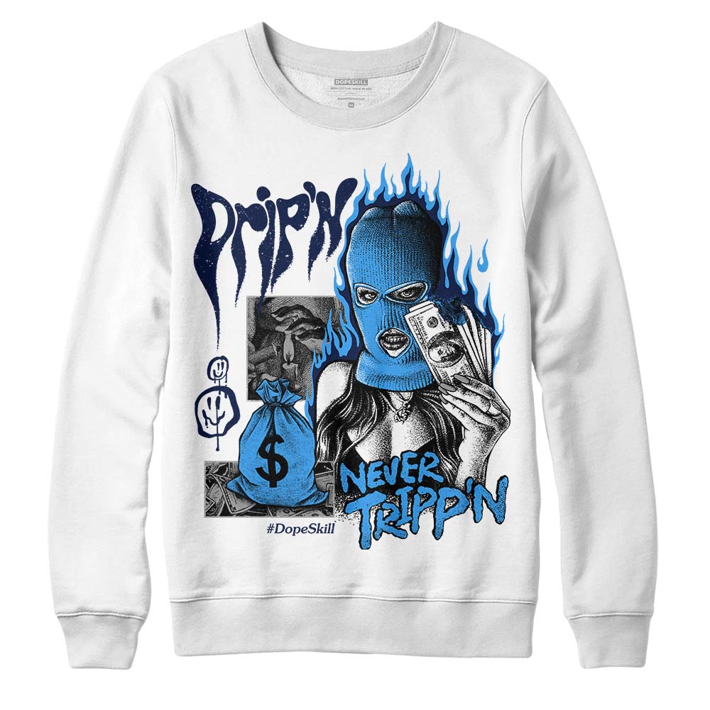 AJ Spizike White Obsidian DopeSkill Sweatshirt Drip'n Never Tripp'n Graphic