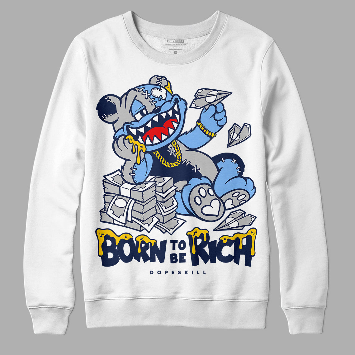 Midnight Navy 5s DopeSkill Sweatshirt Born To Be Rich Graphic