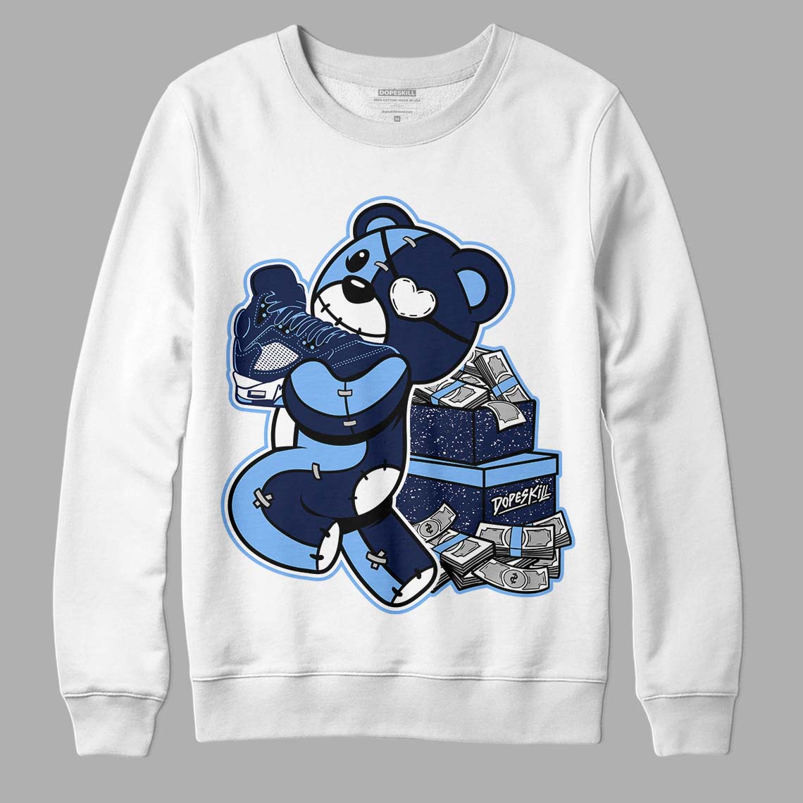 Midnight Navy 5s DopeSkill Sweatshirt Bear Steals Sneaker Graphic