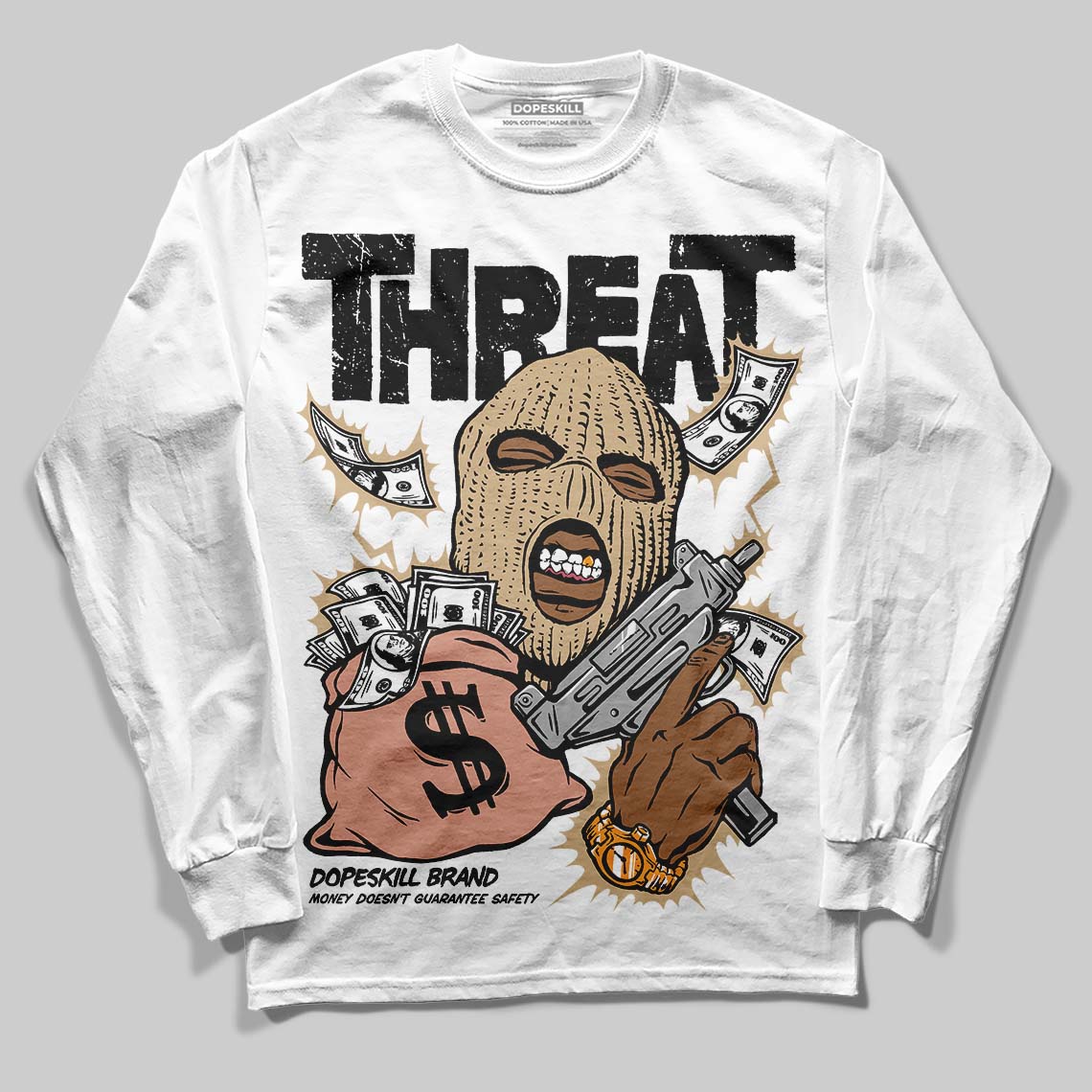 TAN Collection DopeSkill Long Sleeve T-Shirt Under Threat Graphic