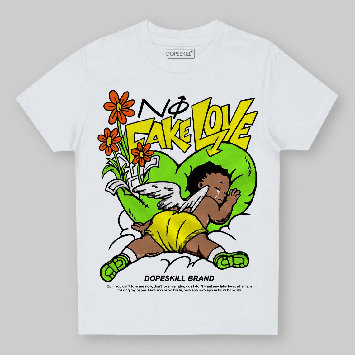 Neon Green Collection DopeSkill Toddler Kids T-shirt No Fake Love Graphic